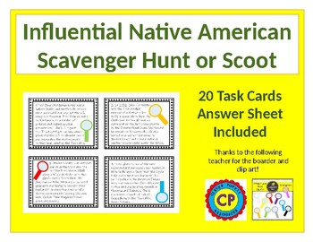 Preview of Influential Native American Scoot and Scavenger Hunt - NEW!