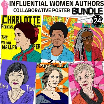 Preview of Influential Women Authors Collaboration Poster Mural Project BUNDLE