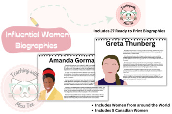 Preview of Influential Women Biographies | Women's History Month | Canadian Women