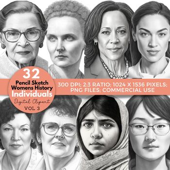 Preview of Influential Women Clipart for Womens History Month Bulletin Board and Activities