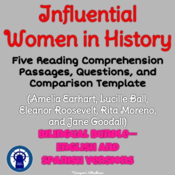 Preview of Influential Women in History Readings, Questions, & More Bilingual Bundle