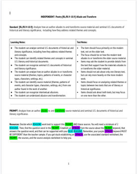 Preview of Info/Expl Standard Prompt: Allude RL.9-10.9 (ORIGINAL visual writing) (EDITABLE)