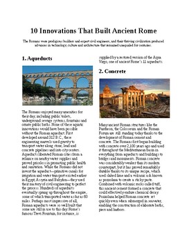 Preview of Info Reading Text - 10 Innovations of Ancient Rome (no prep/sub plans)