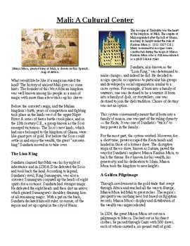 Preview of Info Reading Text - Ancient Africa: The Kingdom of Mali (no prep/sub plans)