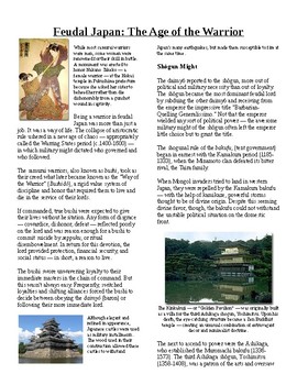 Preview of Info Reading Text - Ancient Japan: Feudal Japan (No Prep/Sub Plans)