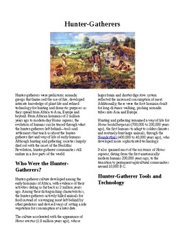 Preview of Info Reading Text - Ancient People: Hunter-Gatherers (no prep/sub plans)
