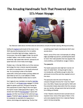 Preview of Info Reading Text - Apollo Missions: The Handmade Tech that Powered Apollo