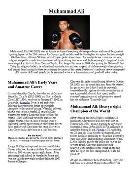 Preview of Info Reading Text - Black History Month: Muhammad Ali (no prep/sub plans)