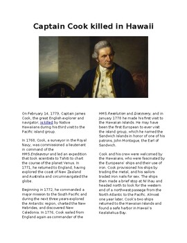 Preview of Info Reading Text - Captain Cook Killed in Hawaii