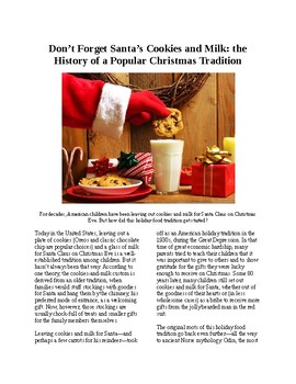 Preview of Info Reading Text - Christmas: Cookies and Milk for Santa (no prep/sub plans)