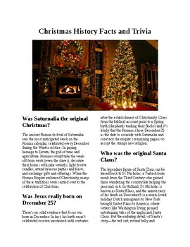 Preview of Info Reading Text - Christmas History Facts and Trivia (no prep/sub plans)