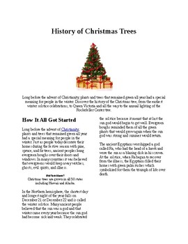 Preview of Info Reading Text - Christmas: History of Christmas Trees (no prep/sub plans)