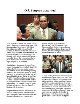 Preview of Info Reading Text - Crime: OJ Simpson is Acquitted (no prep/sub plans)