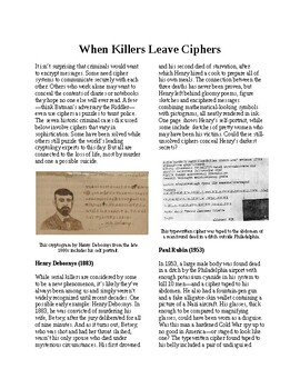 Preview of Info Reading Text - Crime and Forensics: When Killers leave Ciphers (no prep/sub