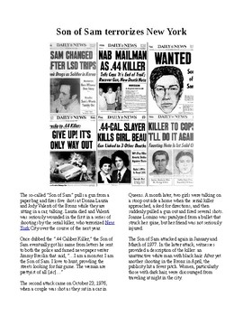 Info Reading Text - Crime and Psychology: Son of Sam terrorizes New York