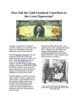 How Did the Gold Standard Contribute to the Great Depression?