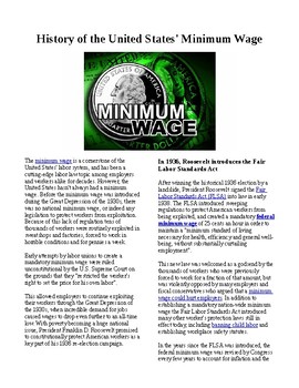 Preview of Info Reading Text - Economics: History of the United States' Minimum Wage