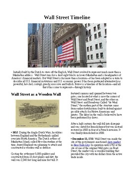 Preview of Info Reading Text - Economics: The History of Wall Street (no prep/sub plans)