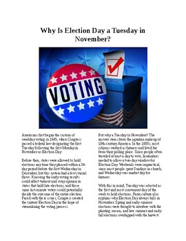 Preview of Info Reading Text - Elections: Why is Election Day on a Tuesday in November?