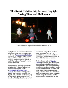 Preview of Info Reading Text - Government Lobbying: Daylight Savings and Halloween (no prep