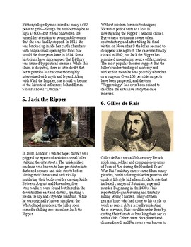 Info Reading Text - Halloween: 7 Terrifying Historical Figures (no prep ...