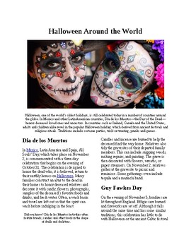 Preview of Info Reading Text - Halloween: Halloween Around the World (no prep/sub plans)