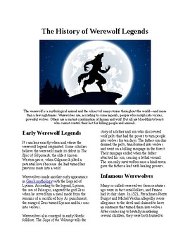 Preview of Info Reading Text - Halloween: The History of Werewolf Legends (no prep/sub plan