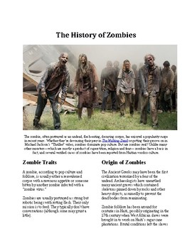 Preview of Info Reading Text - Halloween: The History of Zombies (no prep/sub plan)