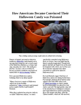 Preview of Info Reading Text - Halloween: When Americans were convinced candy was poisoned