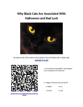 Preview of Info Reading Text - Halloween: Why are Black Cats "Bad Luck"? - Digital