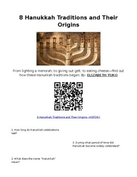 Preview of Info Reading Text - Hanukkah: 8 Traditions and their Origins (digital)