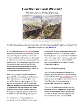 Preview of Info Reading Text - How the Erie Canal was Built with Amateur Engineers