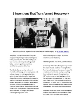 Preview of Info Reading Text - Inventors: 6 Inventions that Changed Housework