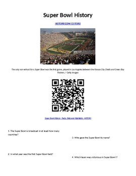 Preview of Info Reading Text - Sports History: The History of the Super Bowl (Digital)