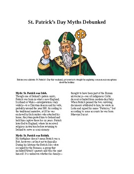 Preview of Info Reading Text - St. Patrick's Day: St. Patrick's Day Myths (no prep/sub plan