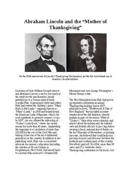 Preview of Info Reading Text - Thanksgiving: Abe Lincoln and the "Mother of Thanksgiving"