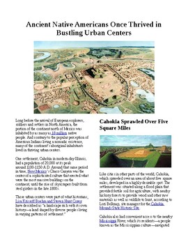 Preview of Info Reading Text - The Ancient Americas: Cahokia and Chaco Canyon-Trade Centers