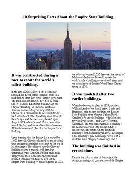 Preview of Info Reading Text - The Empire State Building (no prep/sub plans)