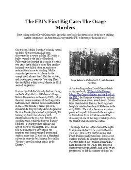 Preview of Info Reading Text - The FBI's first big case: The Osage Murders (no prep/sub)