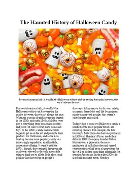 Preview of Info Reading Text - The Haunted History of Halloween Candy (no prep/sub plan)