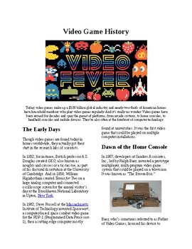 Preview of Info Reading Text - The History of Video Games (no prep/sub plans)