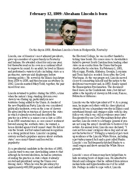 Preview of Info Text Vocab - President's Day: Abraham Lincoln is Born (no prep/sub plan)