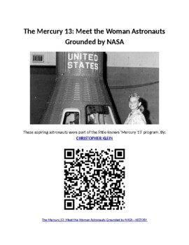 Preview of Info Reading Text - The Mercury 13: NASA's Astronaut Program for Women (Digital)