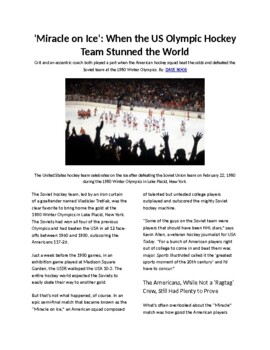 Preview of Info Reading Text - The "Miracle on Ice": The US beats the USSR