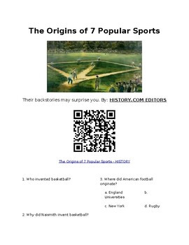 Preview of Info Reading Text - The Origins of 7 Popular Sports (digital)