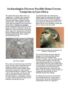 Preview of Info Reading Text - The World's Oldest Homo Erectus Footprint?