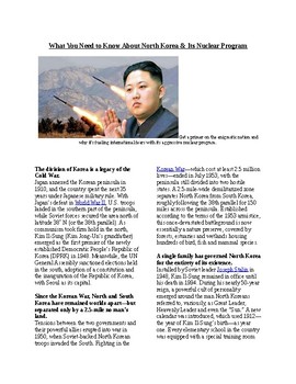 Preview of Info Reading Text/Vocab Activity: North Korea and Kim Jong-un (no prep/sub plan)