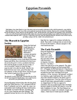 Preview of Info Reading Text/Vocab Activity - The Egyptian Pyramids (no prep/sub plans)