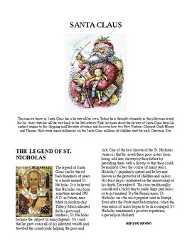 Preview of Info Reading Text/Vocab - Christmas: History of Santa Claus (no prep/sub plans)