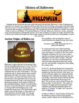 Preview of Info Reading Text/Vocab: History of Halloween (no prep/sub plans)